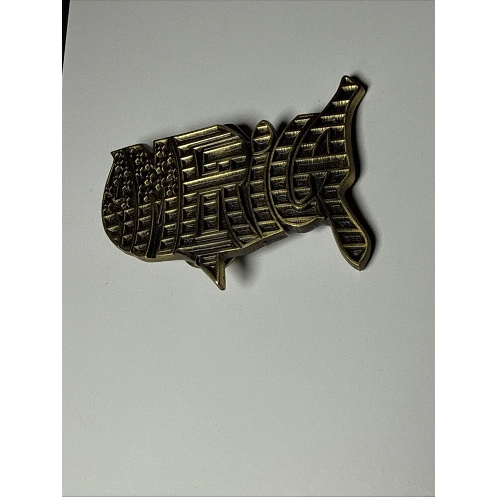 The Great American Buckle Co. BRASS 1992 AMERICA Belt Buckle MADE IN THE USA